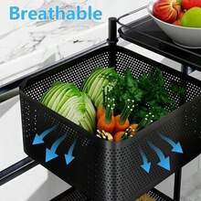Square Trolley Basket Rk 5 Tier Kitchen Storage Vegetable Cart With Wheels - Multicolor - View 5