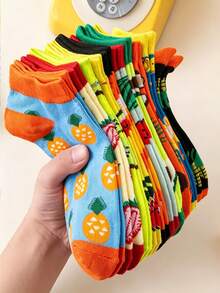 5 Pairs/10 Pairs/15 Pairs/20 Pairs Men's Fashion Fruit Pattern Series Versatile Short Socks Random Delivery - Multicolor - View 3