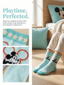 5 đôi tất trẻ em chủ đề chuột Mickey hoạt hình Disney, tất mềm mại, thoáng khí, dễ thương, phù hợp cho bé trai và bé gái học sinh. - Nhiều màu - Xem 5