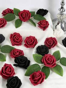 5/10/15/20/25/30pcs Pink Artificial Flowers, Minimalist PS Foam Decorative Flowers, Home Decor (OPP Packaging) - Burgundy - View 4