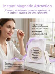 Glue-Free Magnetic False Eyelashes, Criss-Cross Natural 3D Curly, Easy To Apply - Multicolor - View 2