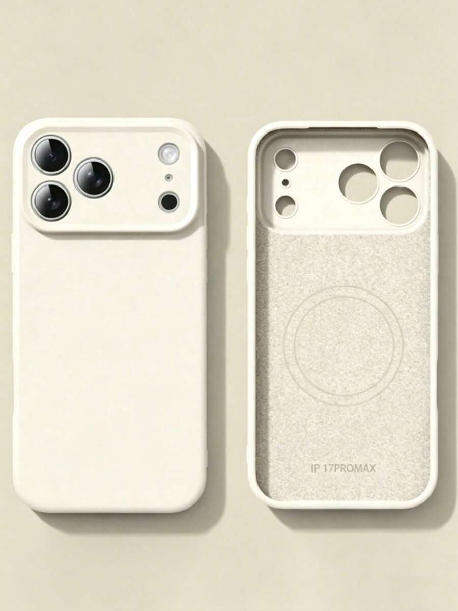 Capa de Telefone Magnética de Silicone Líquido de Luxo Compatível com iPhone 17 Pro Max, 17 Pro, 17 Air, 17, 16 Plus, 15, 14, 13, 12 Pro Max, 11, Suporta Carregamento Sem Fio, Toque Suave. - Branco antigo - Visão 1