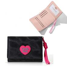 Women's Card Holder, Premium PU Leather Short 70% Off Coin Purse - Version 1 Off-white (pink Interior) - View 2