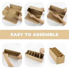 5 Pack Cardboard Parts Bins Boxes Kraft Cardboard Storage Bins With Dividers For Inventory Organization Parts Garage Warehouse Or Home Cubby - Brown - View 3