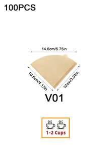 50 peças/100 peças Papel de Filtro de Café Cônico V01, Papel de Filtro de Café em Forma de V, Papel de Filtro de Café Pour-Over V02, Papel de Filtro de Café e Chá, Adequado para Xícaras de Filtro Cônico e Cafeteiras de Gotejamento, Adequado para Cafeteiras Pour-Over e de Gotejamento, 1-2 Xícaras, 2-4 Xícaras (Branco, Marrom) - Multicolorido - Visão 14