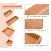 Bamboo Organizer Storage Boxes For Tabletop Bathroom Dresser Organizer Small Boxes Bamboo 4"*4" - Bamboo - View 3