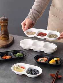3件套塑料分格酱料碟，家用调味品托盘，商用火锅烧烤蘸料盘 - 彩色 - 查看 4