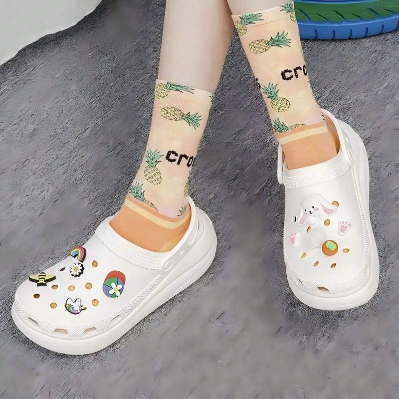 Crocs Dép bít mũi khoét rỗng, đế EVA dày 5.2cm, màu trắng, unisex 207521-100 - 207521-100 - Xem 1