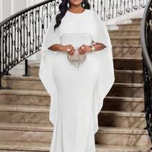 Fleurora Plus Size Women 2025 New Spring, Summer, Autumn And Winter Plus Size Knitted Round Neck White Mesh Splicing Cape Shape Waist Long Fishtail Plus Size Dress Fall Women Wedding Guest Dress Women,Homecoming Dress All White Mermaid Dress White Formal Evening Gown Outfit For Party - Blanco - Ver 5
