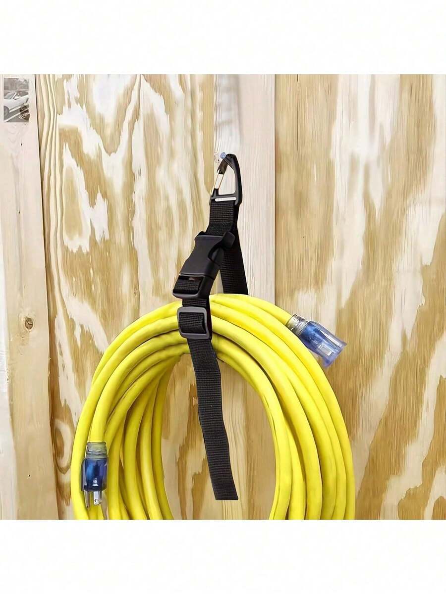 Heavy Duty Adjustable Retractable Cord Organizers With 3-Axis Buckle - Black Durable Polypropylene Storage Straps For Workshop, Garage And Home Organization, Secure Cord Management, Cord Holder, Tool Organizer, Sturdy Construction - A - View 1
