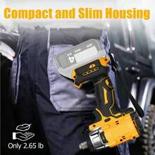 21V Cordless Impact Wrench And Battery Combo, Brushless Electric Impact Gun With 4.0Ah Battery And Fast Charger, 1/2 Inch Socket Adapter, Best Gift For Men Or Friends - Yellow - View 7