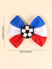 2 Stück Fußball Haar-Schleifen für Teenager mit französischem Flaggenmuster, Band-Schleifen Haarspangen, Fußball-Thema Schleifen mit Krokodil-Clips für Weltmeisterschaft Sport Haaraccessoires - Verschiedenfarbig - Übersicht 7