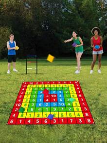 6pcs/Set 50-Inch Toss Game Set, Including 6 Bean Bags - Made Of Durable Polyester Fabric, Great For Birthday Parties And Outdoor Family Fun, Easy To Set Up, No Power Needed, Perfect For Family Game Nights | Numbered Scoring Rings | Durable Game Set - Multicolor - View 1