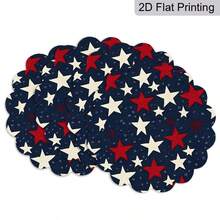 2/4/6pcs Minimalist Placemats, Designed With Red, White And Blue Star Patterns, Suitable For Independence Day Themed Dining. Each Placemat Size: 13.8inch*35cm, Ideal For Family Dinners And Memorial Day Events. - Multicolor - View 11