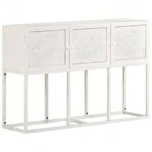 vidaXL Sideboard 115x30x76 cm Mango Massivholz - Weiss - Übersicht 10