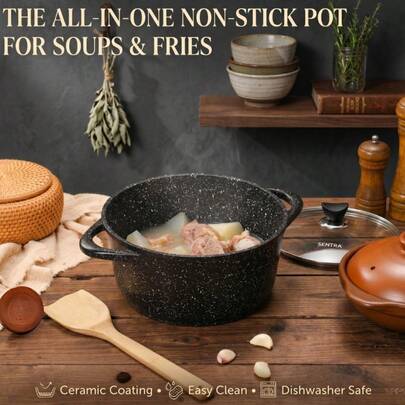 28CM Soup Pot With Lid, Integrated Die-Casting, Suitable For All Stoves, Aluminum Pot, Essential For Home Kitchen, Non-Stick