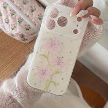 Ốp điện thoại thời trang, sáng tạo, đính sequin nền trắng hình hoa ly hồng, phù hợp với 17 Pro Max / 16 Pro Max / 15 Pro Max / 14 Pro / 13, ốp điện thoại phong cách dành cho nữ/dễ thương/nam, ốp điện thoại mùa xuân/hè, quà tặng sinh nhật/ngày lễ. - trắng - Xem 11