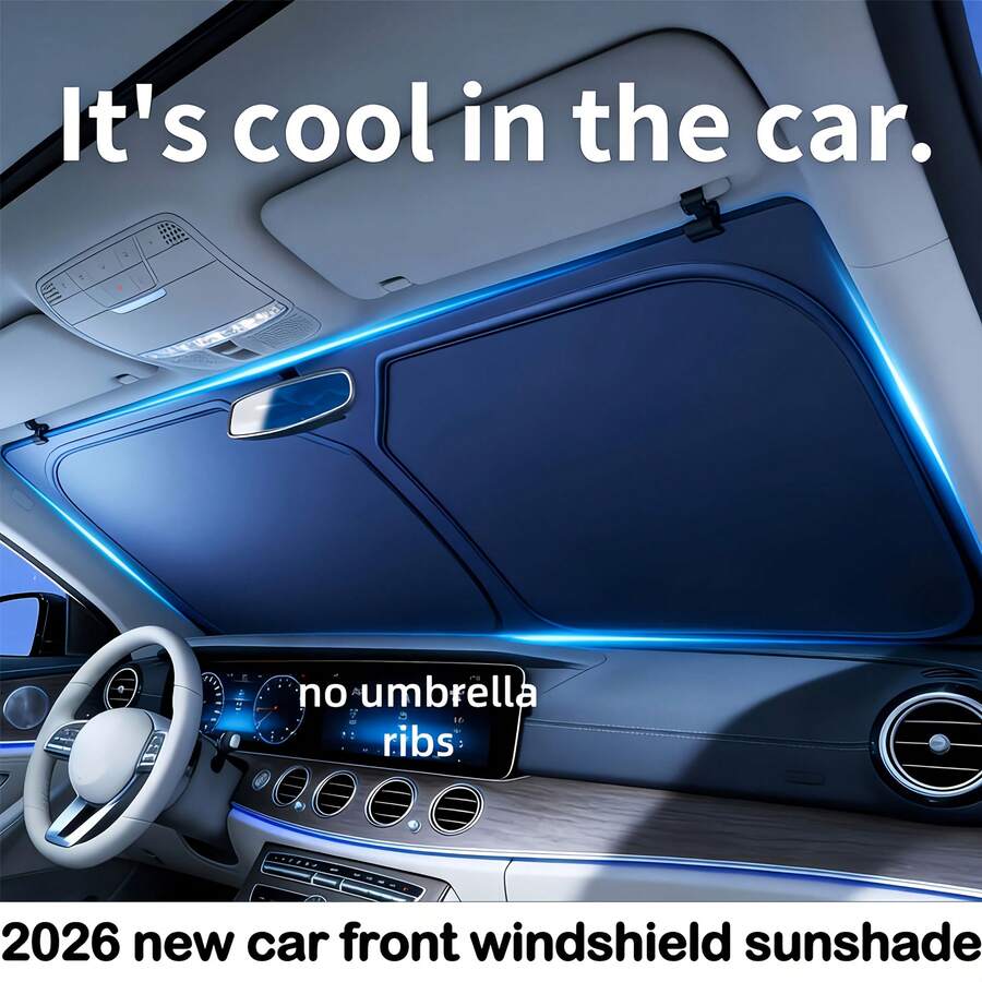 1pc Portable Car Windshield Sun Shade, Universal Foldable Front Window Sunshade, Prevent Overheating, Heat Insulation, Suitable For Sedan, SUV, Truck, Blocks UV Rays, Summer Car Accessory - Multicolor - View 1