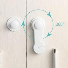 5pcs White Heavy Duty Plastic Safety Lock Set - Easy To Install With No Tools Adhesive Mounting, Strong Grip, Suitable For Refrigerator, Cabinet, Pantry Door And Kitchen Appliances | Safety Door And Cabinet Locks For Home And Kitchen Safety - Pet And Family Safety - Multicolor - View 8