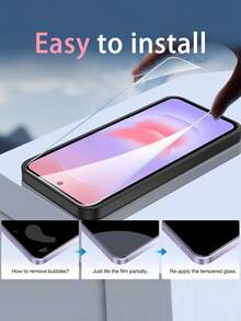 3pcs High-Definition Tempered Glass Screen Protector, Durable High-Hardness Tempered Glass Phone Screen Protector, Stable And Durable Material Structure, Scratch-Resistant And Wear-Resistant Coating. Suitable For Daily Use On Desktops, Carrying Around, And Frequent Screen Sliding Without Damaging The Film Surface, Long-Lasting And Transparent Like New - Clear - View 7