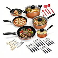 Juego Batería de Cocina 34 Piezas, Aluminio Resistente con Recubrimiento Antiadherente - Ver 1