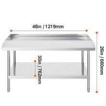 VEVOR Stainless Steel Work Table, 30 X 48 X 26 Inch Commercial Food Prep Worktable, 3-Sided Backsplash Heavy Duty Prep Worktable, Metal Work Table With Adjustable Height For Restaurant Home Hotel - 30 X 48 X 26 Inches, 3-sided Backsplash - View 10
