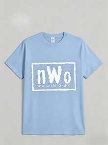 100 Percent CottonSports 's Casual Round Neck Tee Official  Nwo T-Shirt Nwo New World Order Casual Digital Print Pure Heavy Cotton T Shirtmanfinity Men - 藍色 - 查看 9