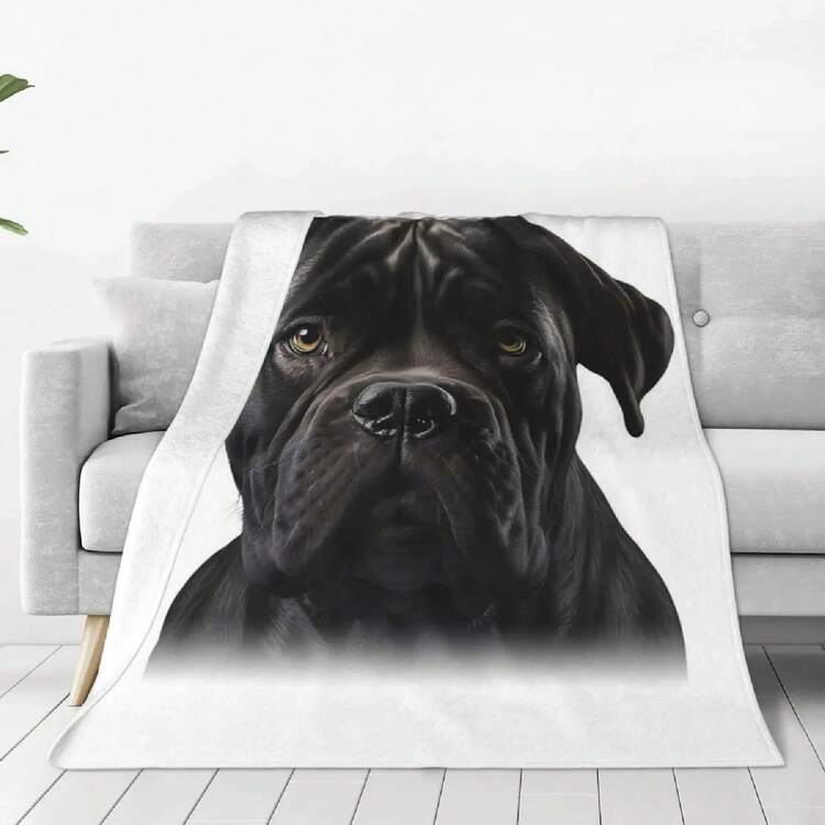 Black Cane Corso Italian Mastiff Blankets Flannel Breathable Sofa Throw Blankets For Couch Bedding Throws Bedspread Quilt - 1 - Añade 1