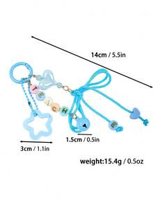 1 pieza Llavero multicolor de cuerda trenzada dulce, con cuentas de letras, decoración de dije iridiscente y campana, broche colorido, lindo accesorio para bolso de mujer - Multicolor - Ver 8
