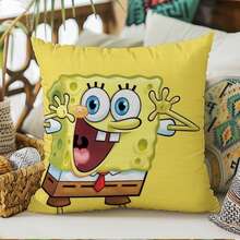SpongeBob SquarePants 1/4 Fundas de almohada cuadradas con diseño de Bob Esponja - Decoración moderna para automóviles, con cremallera, material 100% poliéster, fundas de cojín decorativas para todo el año - Adecuadas para sala de estar, dormitorio, oficina - Regalo perfecto para entusiastas de los automóviles (Funda de almohada, Cojín) - B - Ver 2