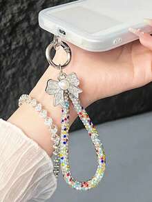 1 Piece Short Bow-Shaped Rhinestone Mobile Phone Hanger. The Design Features Sparkling Rhinestones And A Delicate Pearl Bow. It Exudes A Sense Of Sophistication. Multiple Colors Are Available. The Sturdy Metal Clasp Can Be Attached To Bags, Keys, Mobile Phones, Cameras, Headphones, And Cases. It Prevents Loss And Is Very Attractive. It Is An Extremely Practical Accessory For Mobile Phone Decorations Or Accessories. - Multicolor - View 9