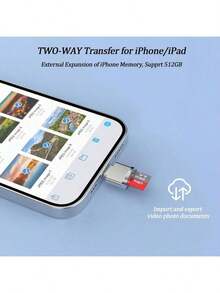 1 pieza Adaptador lector de tarjeta TF portátil, lector de tarjeta TF tipo Lightning plug and play, convertidor lector de tarjeta de almacenamiento compatible con iPhone 14/14 Pro Max/13/12/Pro/11/X/XR/Max/8, series, computadoras - Ver 2