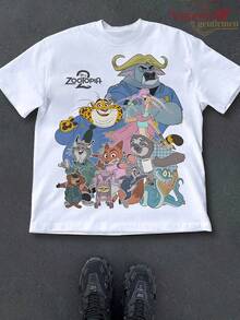 2 Full Cast Group T-Shirt, Unisex Casual Summer Tee - 白色 - 查看 1
