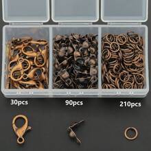 330pcs/Box Multicolor DIY Zinc Alloy Accessory Set, Includes 30pcs Lobster Clasps, 90pcs Crimp Beads, And 210pcs Jump Rings, Suitable For Jewelry Making, Beading, Bracelet, Necklace, Earring Crafting - Accessory Set (330pcs)/box - View 11