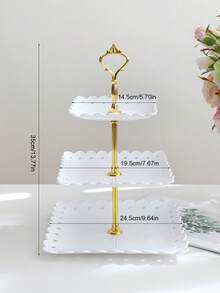 Bộ 1/2/4 giá trưng bày bánh bằng nhựa, khay đựng tráng miệng, giá đựng kẹo, thích hợp cho tiệc trà chiều tại nhà, đám cưới, tiệc sinh nhật, lễ tốt nghiệp. - trắng - Xem 2