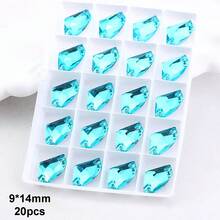9*14mm, 20pcs/Pack, Flat Bottom Double Hole Exquisite Glass Rhinestones, Axe Shape, For Sewing Wedding Dresses, Handbags, Shoes Decoration, Jewelry Making Accessories - 9*14mm - View 19