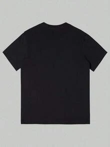 Camiseta Casual de Algodón para Hombre, Camiseta Gráfica de Surf Tropical para Hombre - Camiseta de Vacaciones en la Playa con Diseño de Palmeras y Tabla de Surf - Negro - Ver 2
