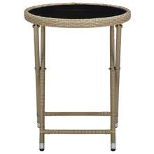 vidaXL Beistelltisch Beige 60 cm Poly Rattan und Hartglas - A - Übersicht 3