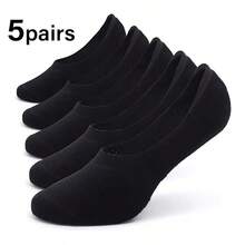 1/5/10 Pairs Men's Invisible Loafer Socks, Breathable & Durable, Summer Style, Plus Size - Multicolor - View 10