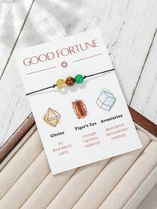 1 pieza Pulsera trenzada con cuentas de ojo de tigre, amatista, obsidiana negra y cuarzo rosa, que aporta energía positiva, adecuada para familia, amigos, uso diario y como regalo - vistoso - Ver 5