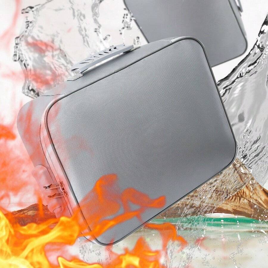 Bolsa à Prova de Chamas, Bolsa de Armazenamento de Grande Capacidade e Organizador de Arquivos Multifuncional. Bolsa de Viagem com Trava para Passaportes e Arquivos, Ideal para Trabalho de Escritório, Viagens de Negócios e Armazenamento de Viagem Diária. - Multicolorido - Visão 1