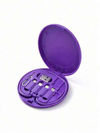 Gesen USB Adapter Set Multi Charging Cable Box Mobile Phone Stand Tray Ejector Pin Data Cable Storage Box Compatible With Iphone/Android/Type-C/ Compatible With IPhone, Android, Camera, MP3 Universal Adapter