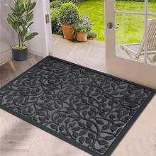 A Easy Gray Leaf Pattern Welcome Doormat Entrance Mat, Machine Washable Fiber, Flannel Doormat Non-Slip New Welcome Mat, High-Quality Soft Thickened Sponge Thickness 0.47 Inches - Mat Weight 1.32 LB Per Square Meter - 彩色 - 查看 11