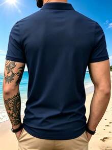 3pcs Men's Summer Solid Color Polo Shirts | Slim Fit Collared Tops, Suitable For Beach, Office, Light Sports - Multicolor - View 3