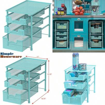 Simple Houseware - Cajón organizador apilable de 3 niveles color