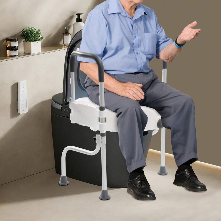 SENDERPICK Moveable Toilet Standing Frame Disable Elderly Aid Support Height Adjustable - White - View 1