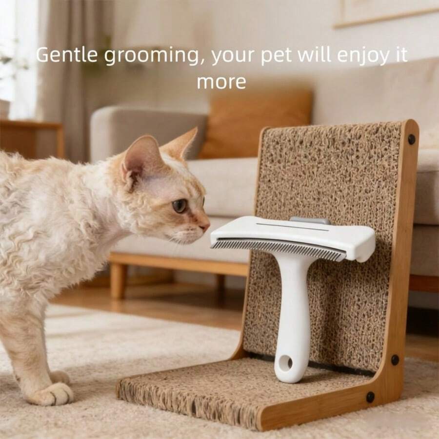 两件套弧形宠物梳毛刷,适用于猫狗 - 专业除毛工具,包含一把温和去毛刷,专为呵护宠物皮肤而设计,是换毛季的理想之选。 - 查看 1