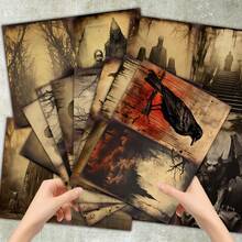 36 Sheets A5 Dark Gothic Forest Skull Background Scrapbooking Paper, Suitable For Bullet Journals, Collages, Cards, Scrapbooks And Crafts - Rectangle - View 6