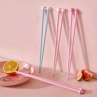 SANRIO Bộ 1/2/3 đũa hình nhân vật hoạt hình có thể tái sử dụng, thiết kế chống trượt bền chắc, dễ vệ sinh, phù hợp cho gia đình, nhà hàng, bàn ăn, chất liệu thú vị và bền bỉ, có hai kiểu dáng, thích hợp làm quà tặng sinh nhật, trang trí nhà hàng, ngày Valentine, đám cưới, tựu trường, mọi mùa.