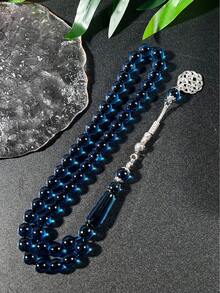 1串黑色绳子，配45颗红色穆斯林念珠，简约纹理念珠，男女通用 - 彩色 - 查看 5